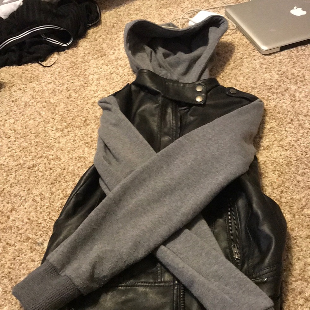 leather zip up hoodie